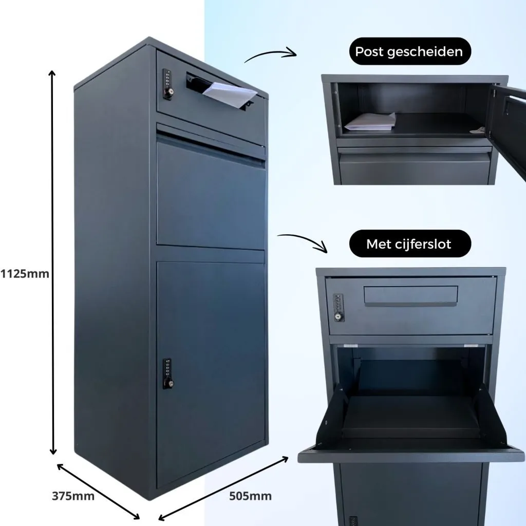 Postvak Gescheiden - Pakketbrievenbus - ParcelXL® DuoBox - Antraciet