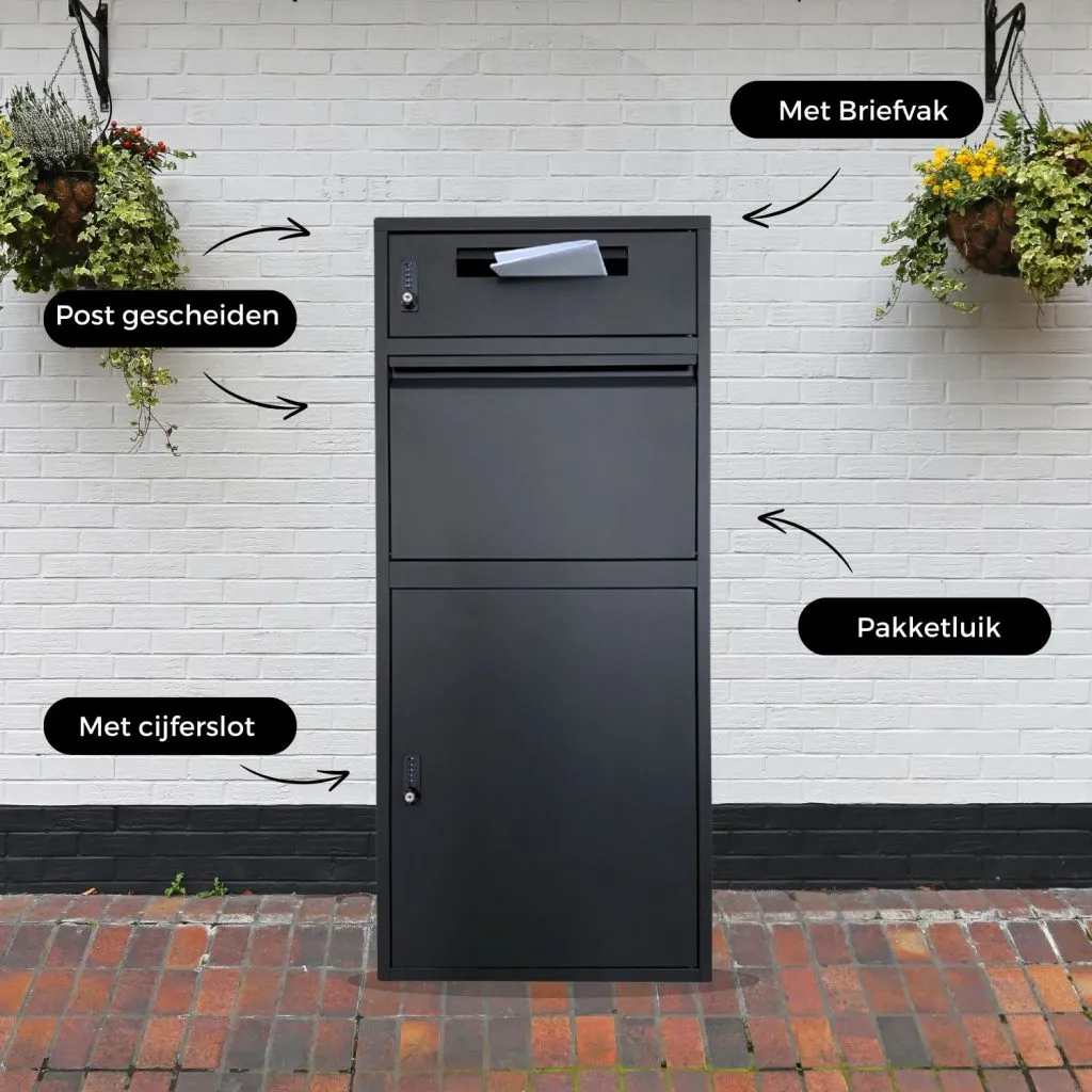 Postvak Gescheiden - Pakketbrievenbus - ParcelXL® DuoBox - Zwart